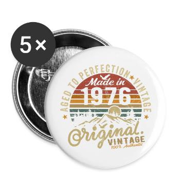 1976 Jahrgang Geburtstag Geburtsjahr 1976 Geschenk - Buttons groß 56 mm (5er Pack) - Weiß - Vorne