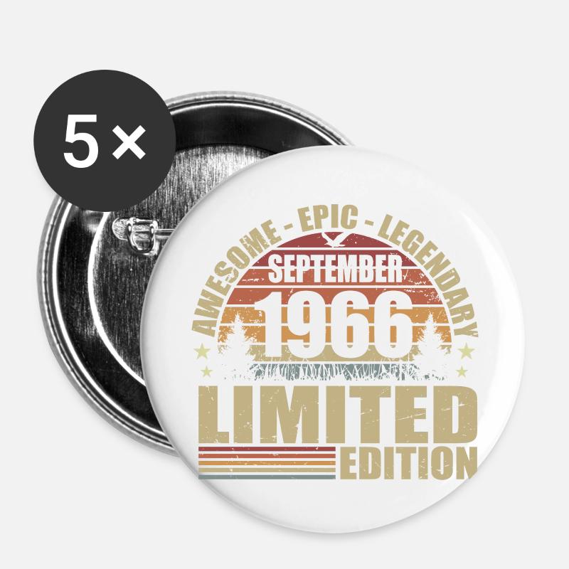 1966 September 1966 Jubiläum September 1966 - Buttons groß 56 mm (5er Pack) - Weiß