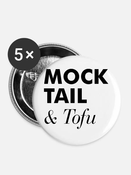 Mocktail tofu Veganer - Buttons groß 56 mm (5er Pack) - Weiß
