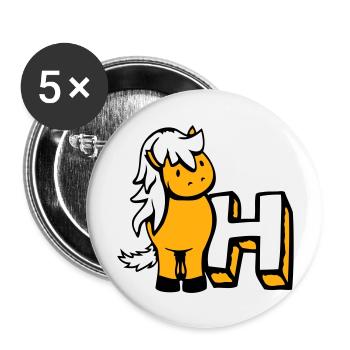 Horse H Horse Letter ABC English Learning School - Buttons large 2.2''/56 mm (5-pack) - white - Front