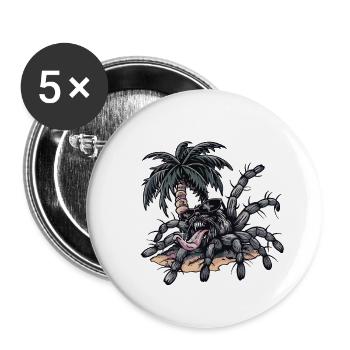 Tarantula Insel Palme - Buttons groß 56 mm (5er Pack) - Weiß - Vorne