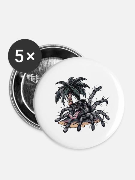 Tarantula Insel Palme - Buttons groß 56 mm (5er Pack) - Weiß