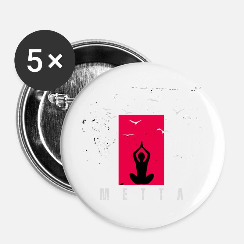 Metta Meditation - Buttons large 2.2''/56 mm (5-pack) - white
