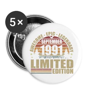 1991 septembre 1991 Anniversaire septembre 1991 - Lot de 5 grands badges (56 mm) - blanc - Devant