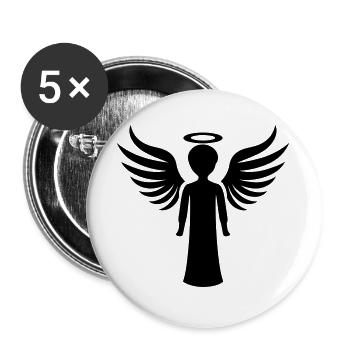 Engel Symbol - Buttons groß 56 mm (5er Pack) - Weiß - Vorne