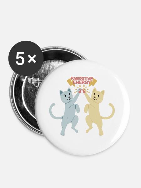 Freunde teilen Pawsitive Energy - Buttons groß 56 mm (5er Pack) - Weiß