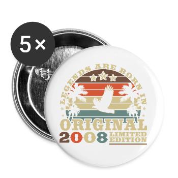 2008 Vintage Rétro Cadeau d’anniversaire - Lot de 5 grands badges (56 mm) - blanc - Devant