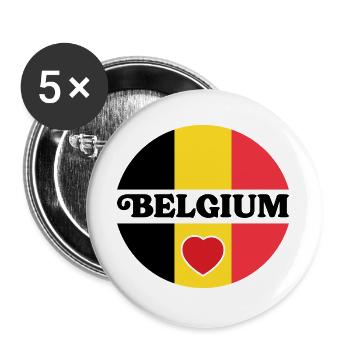 Design Belgium Cœurs Équilibrés - Lot de 5 grands badges (56 mm) - blanc - Devant