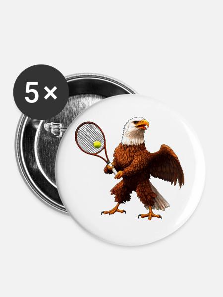 Adler Tennis - Buttons groß 56 mm (5er Pack) - Weiß