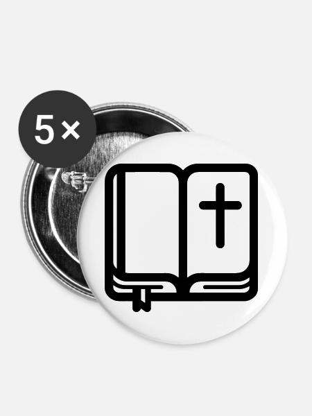 Bibel - Buttons groß 56 mm (5er Pack) - Weiß