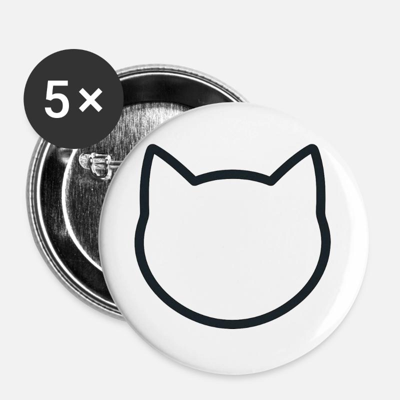 Minimalist Cat Silhouette Graphic - Buttons large 2.2''/56 mm (5-pack) - white
