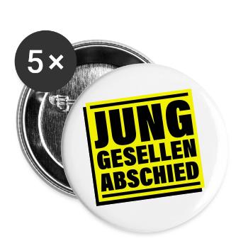 Enterrement de vie de garçon Jga bachelor - Lot de 5 grands badges (56 mm) - blanc - Devant