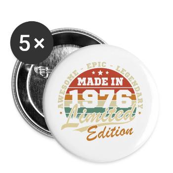 1976 Vintage Retro Geburtstagsgeschenk - Buttons groß 56 mm (5er Pack) - Weiß - Vorne