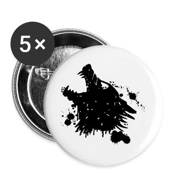 Loup noir hurlant - Lot de 5 grands badges (56 mm) - blanc - Devant