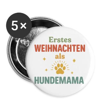 Boho Noël chien maman première célébration - Lot de 5 grands badges (56 mm) - blanc - Devant