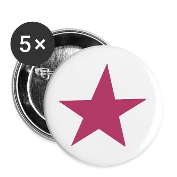 Pinke Sternenkunst auf Kleidung - Buttons groß 56 mm (5er Pack) - Weiß - Vorne