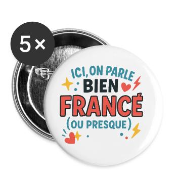 Positive Message France Couleurs Vive - Buttons large 2.2''/56 mm (5-pack) - white - Front