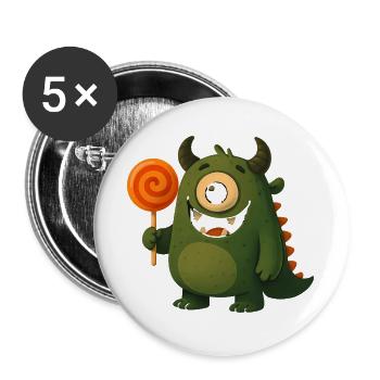 Googly Eyes Monster with Lollipop - Buttons large 2.2''/56 mm (5-pack) - white - Front