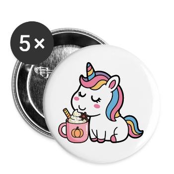 LICORNE - Lot de 5 grands badges (56 mm) - blanc - Devant