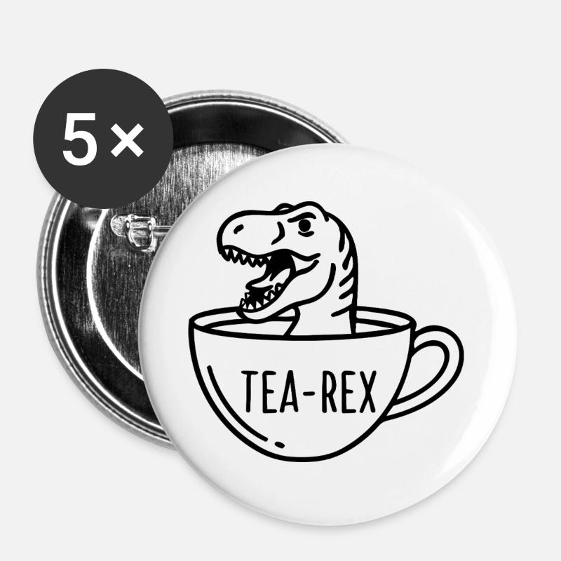 Clear dinosaur silhouette - Buttons large 2.2''/56 mm (5-pack) - white