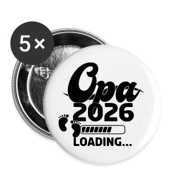 Grand-père 2026 Chargement - Lot de 5 grands badges (56 mm) - blanc - Devant
