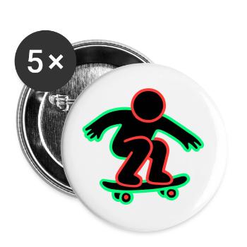 Neon Skateboarder Line Art - Buttons large 2.2''/56 mm (5-pack) - white - Front