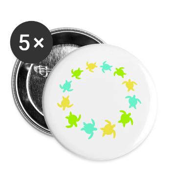 Many Turtles Circle Ring Colorful Round Silhouette - Buttons large 2.2''/56 mm (5-pack) - white - Front