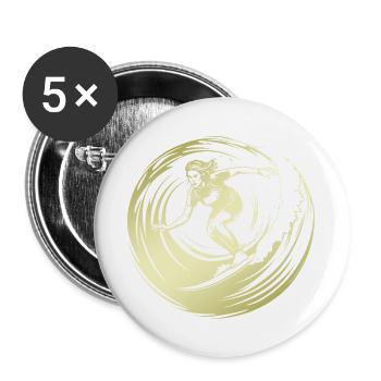 Silhouette de surfeur Surf - Lot de 5 grands badges (56 mm) - blanc - Devant