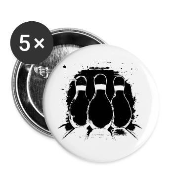 Bowling Graphics - Buttons large 2.2''/56 mm (5-pack) - white - Front