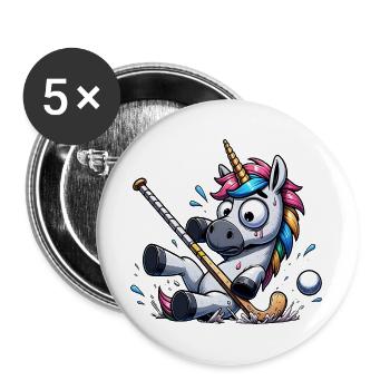 Lustiges Einhorn Beim Golfen Mit Splash Moment - Buttons groß 56 mm (5er Pack) - Weiß - Vorne