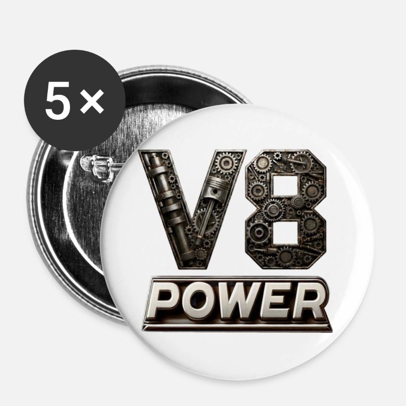 V8 Power - Buttons large 2.2''/56 mm (5-pack) - white
