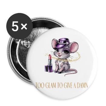 Souris chaude avec glamour et rouge à lèvres - Lot de 5 grands badges (56 mm) - blanc - Devant