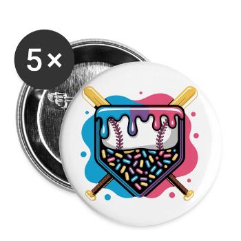 Baseball Home Plate Donut with Sprinkles - Buttons large 2.2''/56 mm (5-pack) - white - Front