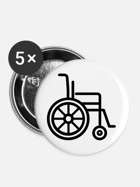 Rollstuhl - Buttons groß 56 mm (5er Pack) - Weiß