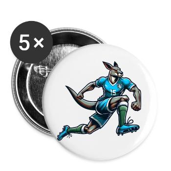Football Kangaroo Striker Number 15 Team Australia - Buttons large 2.2''/56 mm (5-pack) - white - Front