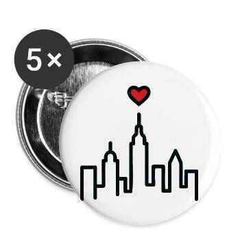 Urban heart on skyline - Buttons large 2.2''/56 mm (5-pack) - white - Front