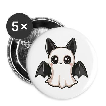 Fledermaus Halloween Geist - Buttons groß 56 mm (5er Pack) - Weiß - Vorne