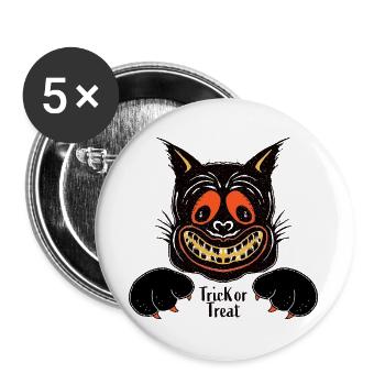Grinning Cat Halloween - Buttons large 2.2''/56 mm (5-pack) - white - Front