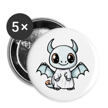 Dragon Halloween fantôme - Lot de 5 grands badges (56 mm) - blanc - Devant
