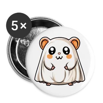Hamster Halloween Geist - Buttons groß 56 mm (5er Pack) - Weiß - Vorne
