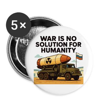 War is not a solution - Buttons large 2.2''/56 mm (5-pack) - white - Front