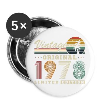 Original 1978 Vintage Rétro Cadeau D'anniversaire - Lot de 5 grands badges (56 mm) - blanc - Devant