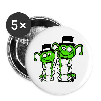 2 Gentlemen Caterpillar Top Hat Monocle Bow Tie Rich - Buttons large 2.2''/56 mm (5-pack) - white - Front
