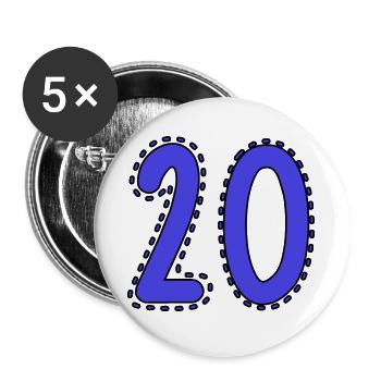 20. 20th ANNIVERSARY. 20 YEARS ANNIVERSARY. 20 YEARS. - Buttons large 2.2''/56 mm (5-pack) - white - Front