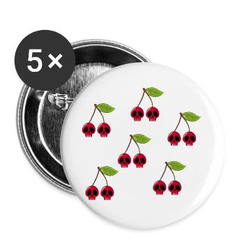 Cherry skulls - Buttons large 2.2''/56 mm (5-pack) - white - Front