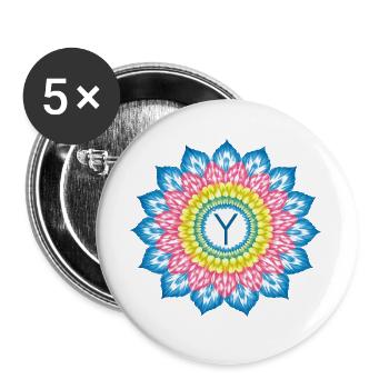 Mandala Y Arc en Soleil - Lot de 5 grands badges (56 mm) - blanc - Devant