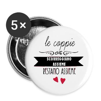 Coeurs suspendus en silhouette - Lot de 5 grands badges (56 mm) - blanc - Devant