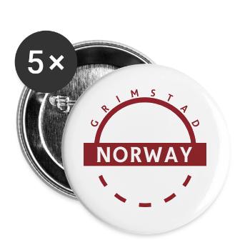 Grimstad Norway Round Badge - Buttons large 2.2''/56 mm (5-pack) - white - Front
