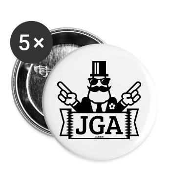 JGA Handzeichen (Junggesellenabschied / 1C) - Buttons groß 56 mm (5er Pack) - Weiß - Vorne