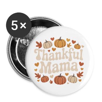 Maman reconnaissante Automne Citrouilles Coeurs Amour - Lot de 5 grands badges (56 mm) - blanc - Devant